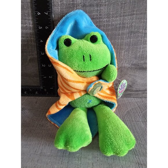 Snug Buddies Frog Green w Orange Security Blanket Plush Lovey New W Tags - Picture 4 of 6